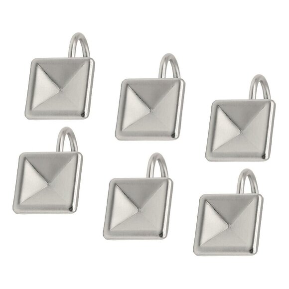Satin Nickel Shower Curtain Hooks New Set of 12 Decorative Hooks - Picture 1 of 5